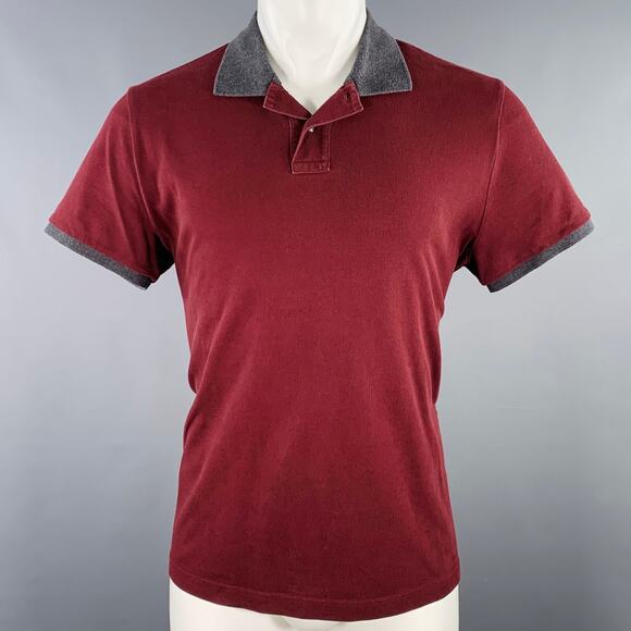 MONCLER Size M Burgundy Grey Two Toned Half Placket Polo - Picture 1 of 5